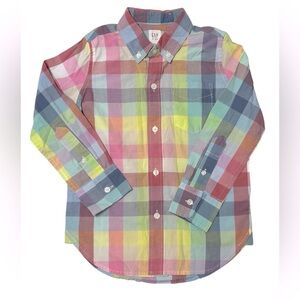 GAP Boys Colorful Checkered Button-Down Shirt – Long Sleeves | Size XS